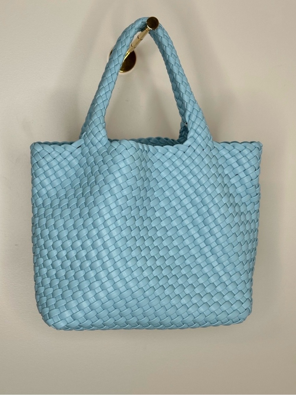 Ah-Dorned New York Woven Tote Bag Sky Blue NWT Removable Crossbody Strap